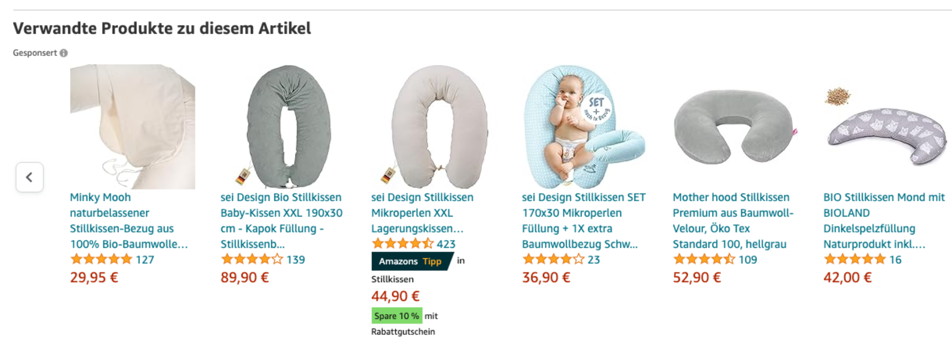 Sponsored Product Anzeigen von Babyartikeln auf Amazon