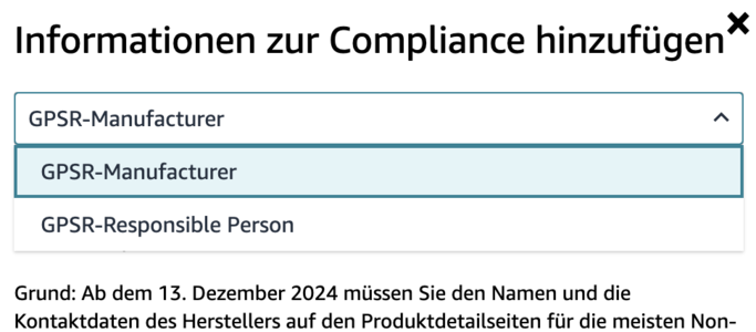 Anleitung GPSR Compliance Amazon
